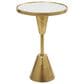Maple and Jade Accent End Table with Pedestal Base and Mirrored Glass Top in Stain Gold, , large