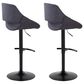 LumiSource Fabrico Swivel Adjustable Bar Stool with Charcoal Fabric Upholstery and Rounded T Footrest in Black (Set of 2), , large