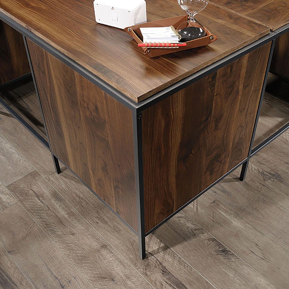 Sauder Nova Loft LShaped Desk in Grand Walnut and Black Shop NFM