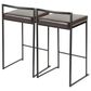 Lumisource Fuji Stackable Counter Stool with Brown Faux Leather Cushion in Black (Set of 2), , large