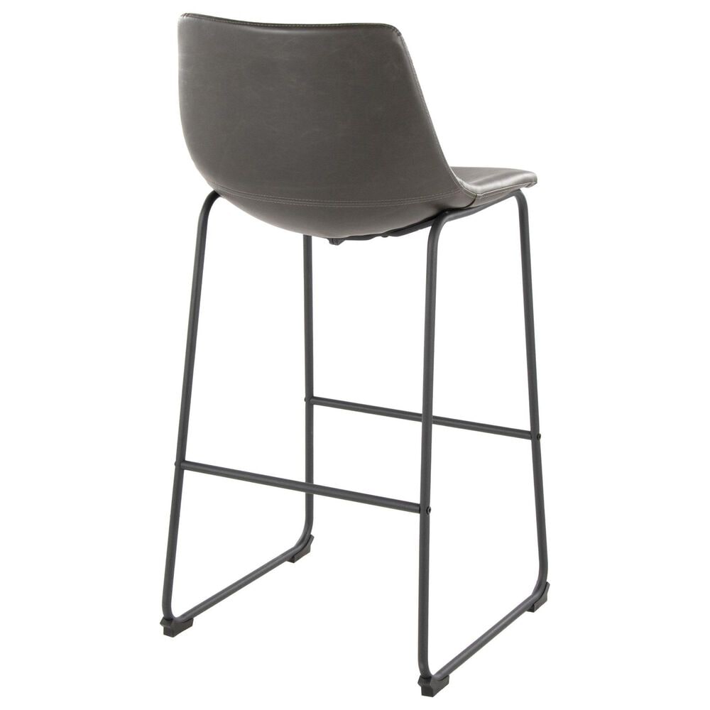 Lumisource Duke Fixed-Height Barstool with Grey Cushion in Black, , large