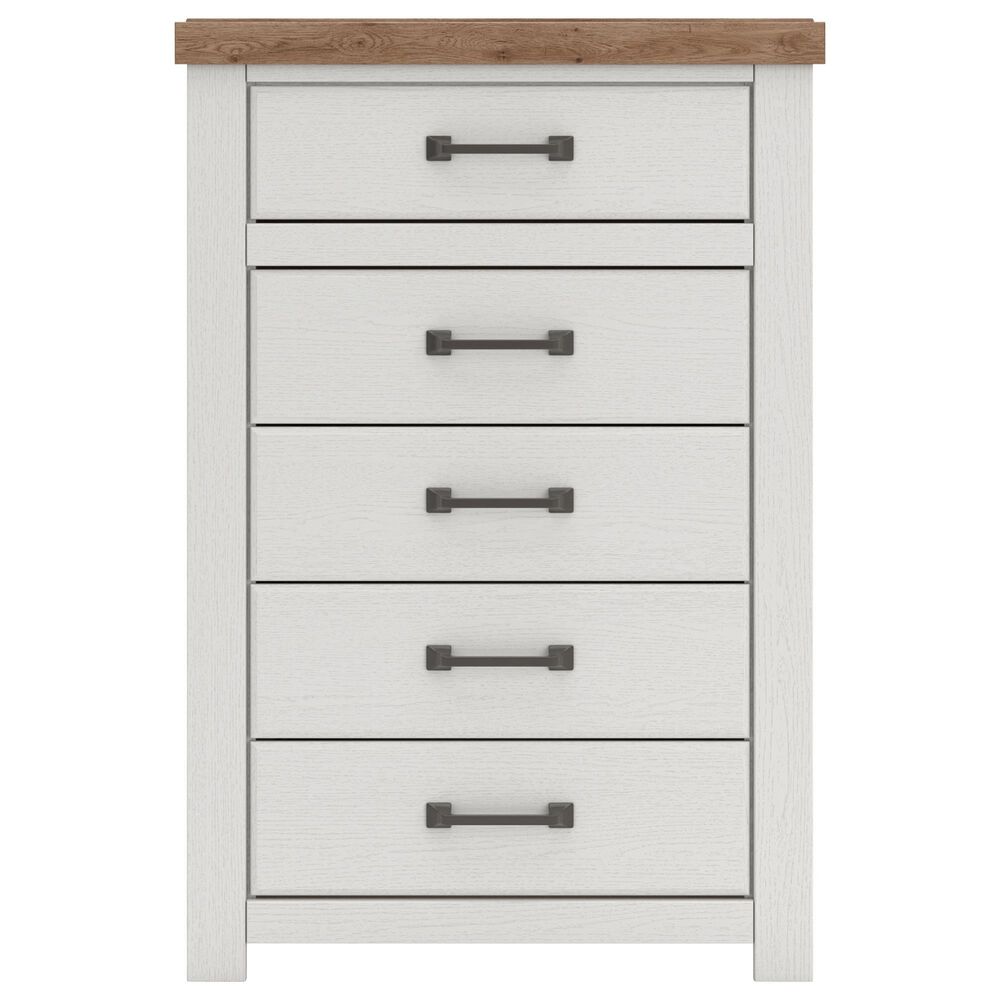 Ashley Savonport King Storage Bed with Dresser Chest and 2 Nightstands in White and Brown, , large