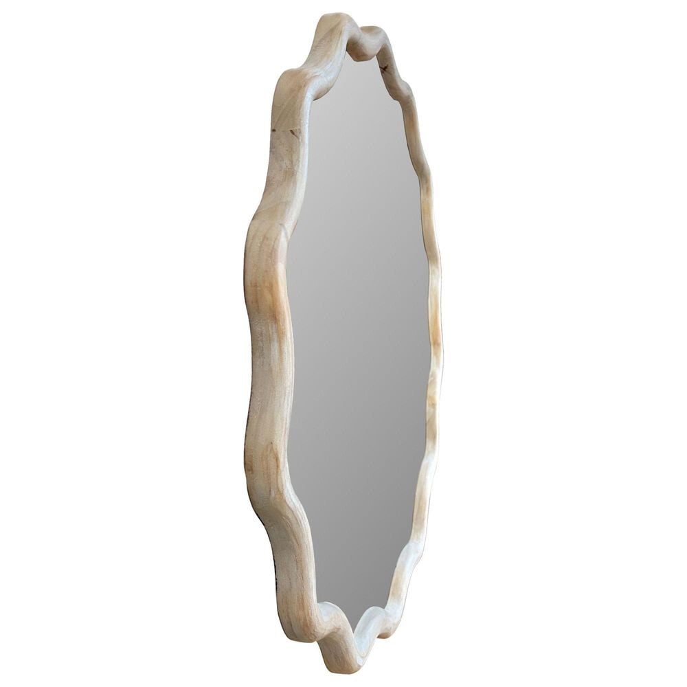 Howard Elliott Pine Ripples Round Mirror in Light Natural, , large