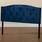 Baxton Studio Leone Queen Panel Headboard with Navy Blue Velvet in Dark Brown, , large