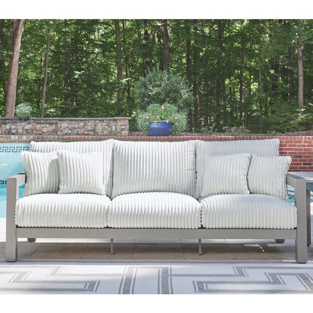 Ashley Hurley Park Patio Sofa in Gray, , large