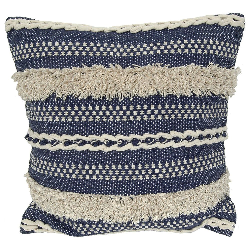 India House 83362 20" Square Throw Pillow in Indigo, , large