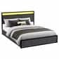 HOMLUX King 2-Drawer Storage Bed with LED Headboard and USB Ports in Gray, , large