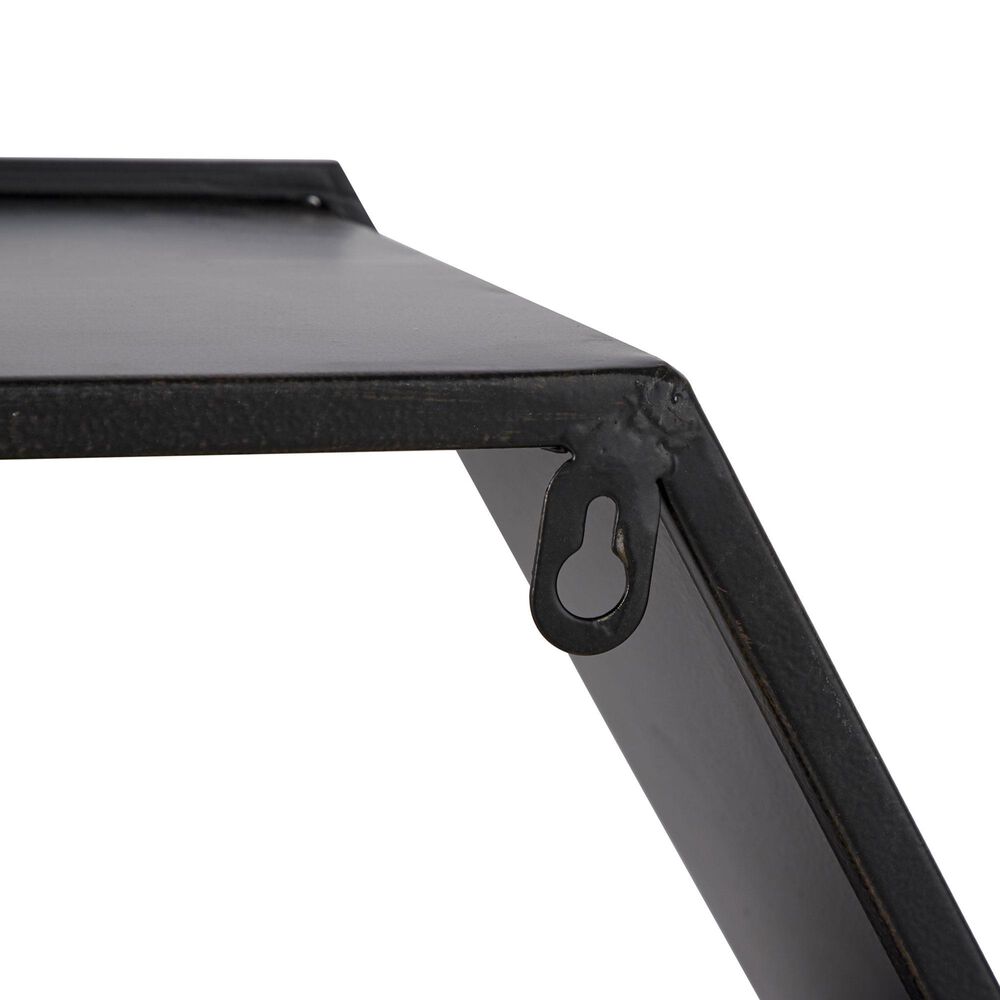 Maple and Jade 30&quot; Hexagon Wall Shelf in Matte Black and Varnished Brown, , large