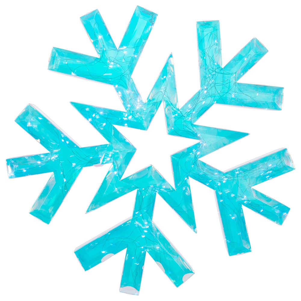 The Gerson Company 18.3" USB Electric Lighted Hanging Holographic Snowflake with Remote Control in White, , large