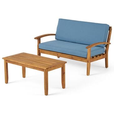 Hearth and Haven Peyton 2-Piece Patio Conversation Set with Beige Cushion in Teak, , large
