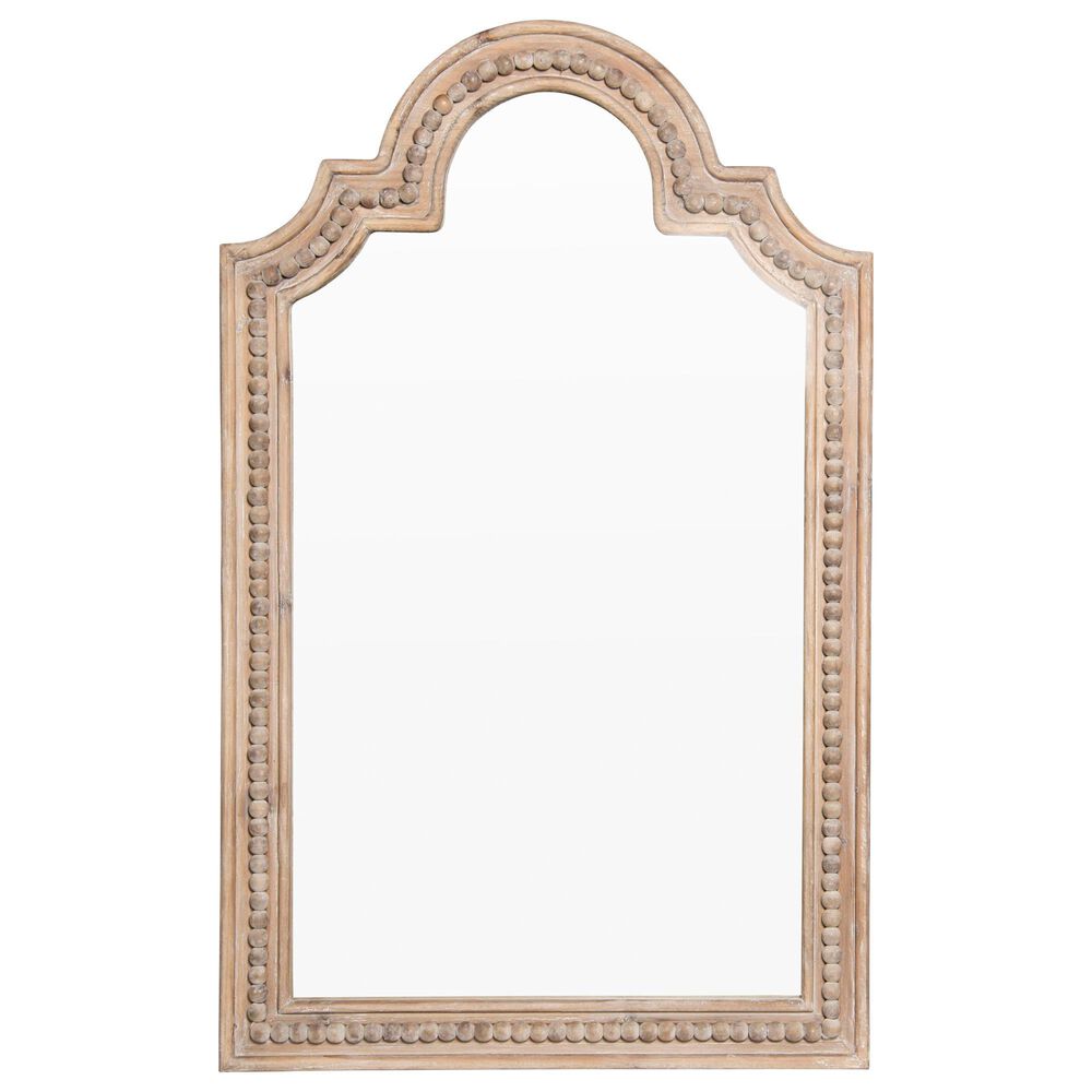 VIP Home and Garden Arched Beaded Wood Mirror in Natural, , large