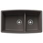 Blanco Performa Medium 1-3/4 Low Divide Double Bowl Kitchen Sink in Volcano Gray, , large