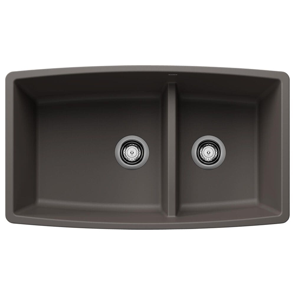 Blanco Performa Medium 1-3/4 Low Divide Double Bowl Kitchen Sink in Volcano Gray, , large