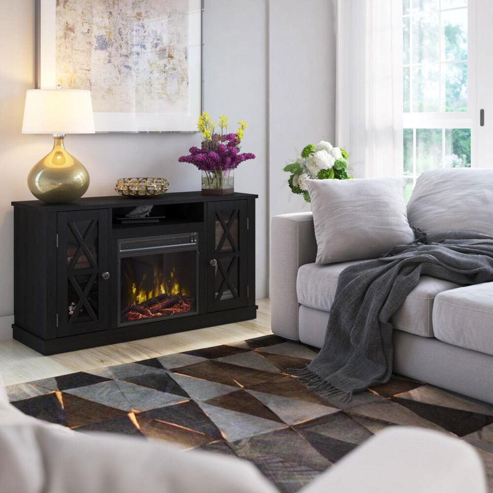Fabio Flames 48" TV Stand with Electric Fireplace in Black, , large
