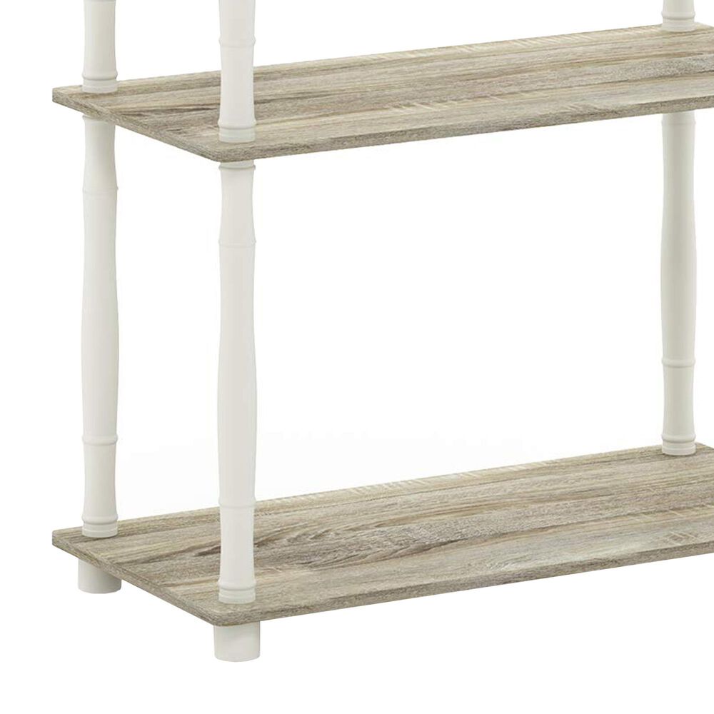 HOMLUX Turn-N-Tube 4-Tier Corner Open Storage Bookshelf in Sonoma Oak and White, , large