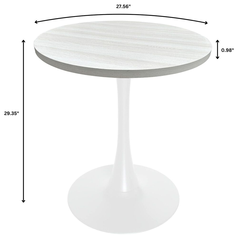 Leisuremod LeisureMod Bristol Dining table, White Base with 27 Round Light Natural MDF top, , large