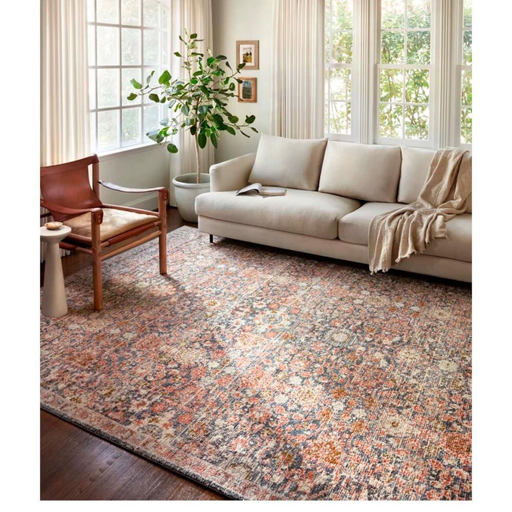 Loloi II Saban SAB-03 3&#39;9&quot; Round Navy and Rust Area Rug, , large