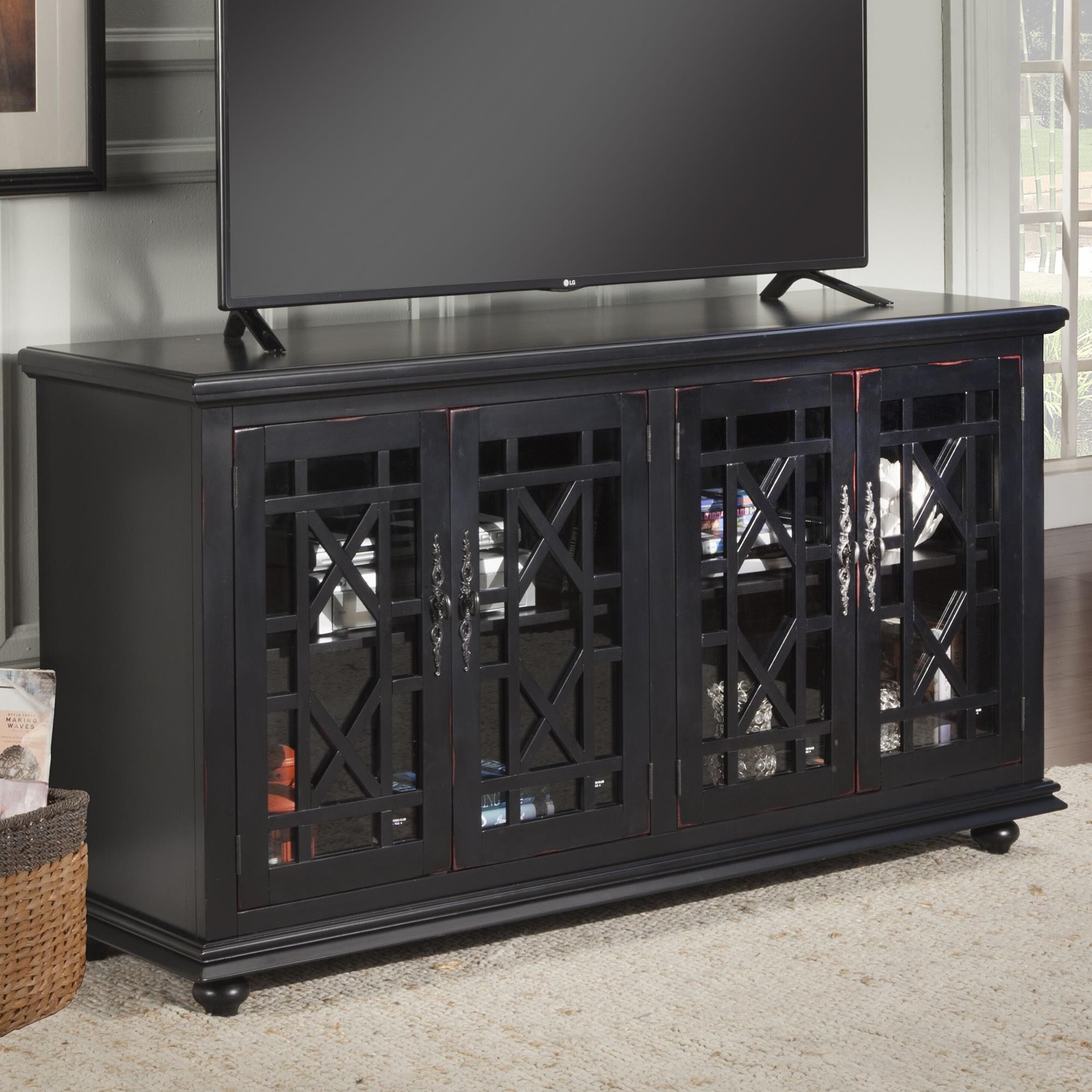 Antique black online tv stand