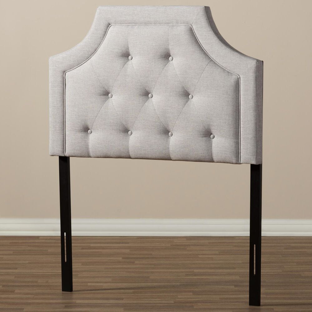 Baxton Studio Mars Twin Upholstered Panel Headboard in Greyish Beige, , large