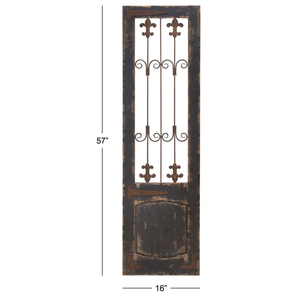 Maple and Jade 57&quot; x 16&quot; Gate Wall Decor in Dark Gray and Brown, , large