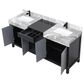 Lexora Home Zilara 72" Double Bathroom Vanity in Black and Grey with 11 cm Castle Grey Marble Top and Rectangular Sinks, , large