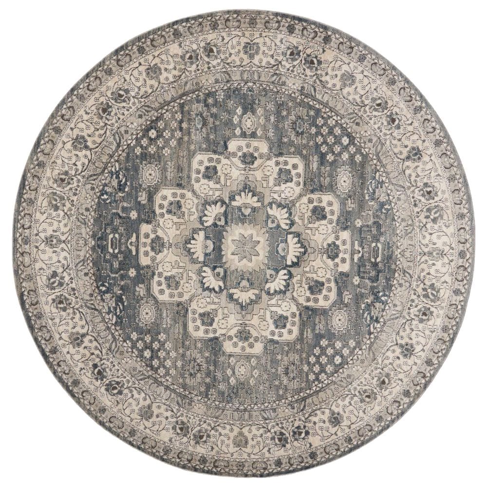Nourison Quarry 7"10" Round Grey and Ivory Area Rug, , large