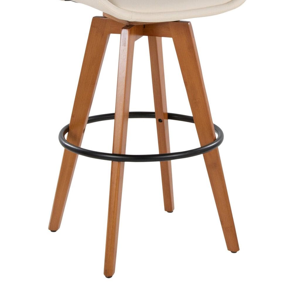 Lumisource Cosmo Swivel Barstool with Cream Cushion in Walnut and Black, , large