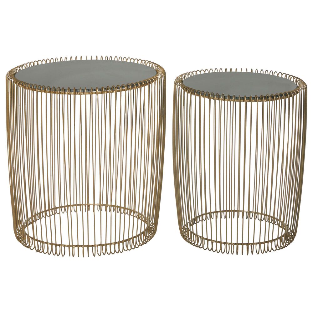 Maple and Jade Accent Table in Gold and Dark Gray (Set of 2), , large