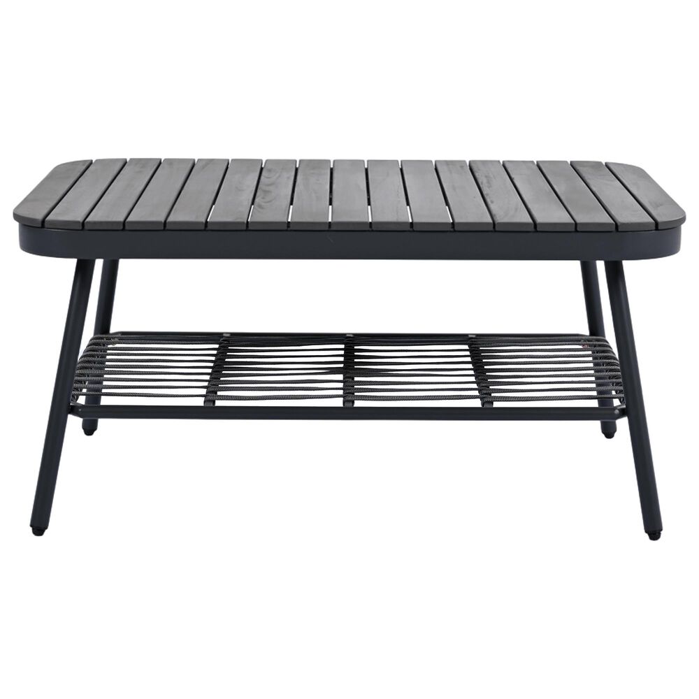 Hearth and Haven 4-Piece Patio Conversation Set with Gray Cushion in Black, , large