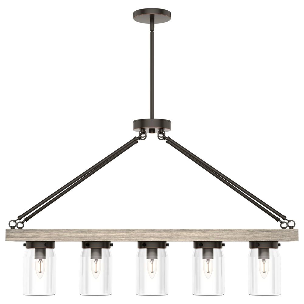 Hunter Devon Park 5-Light Linear Chandelier in Onyx Bengal and Barnwood, , large