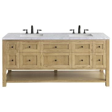 James Martin Breckenridge 72" Double Bathroom Vanity in Light Natural Oak with 3 cm Eternal Marfil Quartz Top and Rectangular Sinks, , large