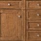 James Martin Vanities Brittany 60" Double Bathroom Vanity in Saddle Brown with 3 cm Parisien Bleu Quartz Top and Rectangular Sinks, , large