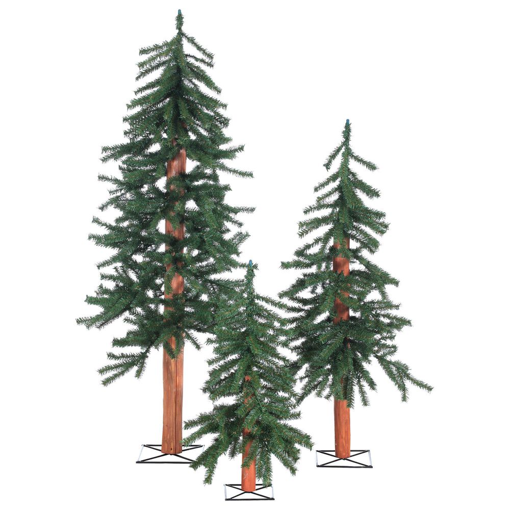The Gerson Company 3-Piece 2", 3", 4" Un-Lit Artificial Christmas Tree Set in Green, , large