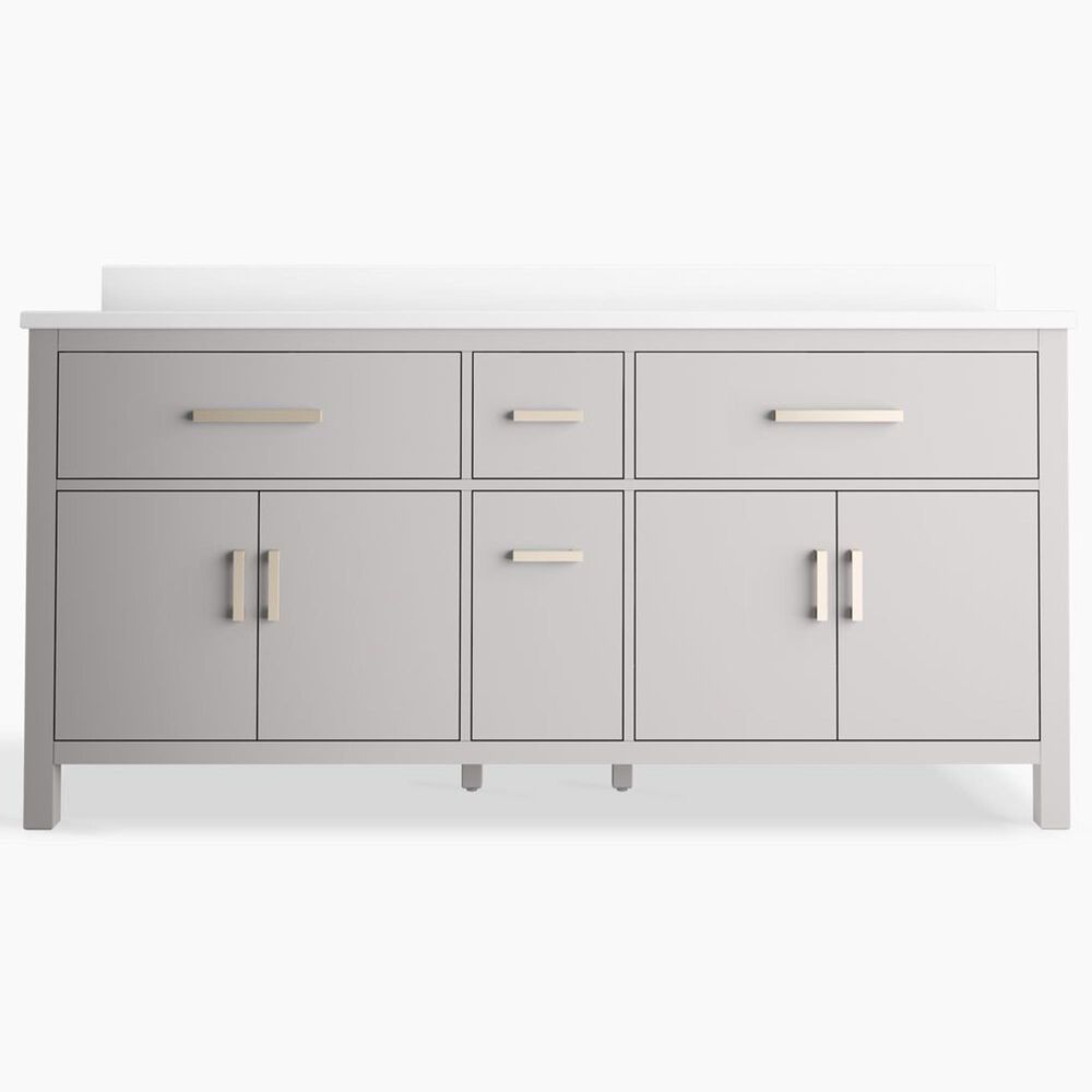 Kohler Kresla 72" Double Bathroom Vanity in Atmos Grey with 3 cm White Quartz Top and Rectangular Sinks, , large