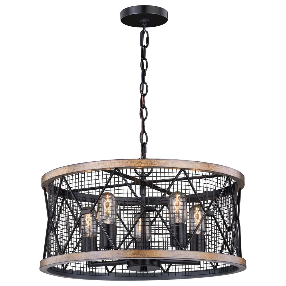 Vaxcel Bremerton 5-Light Chandelier in Black and Burnished Teak, , large