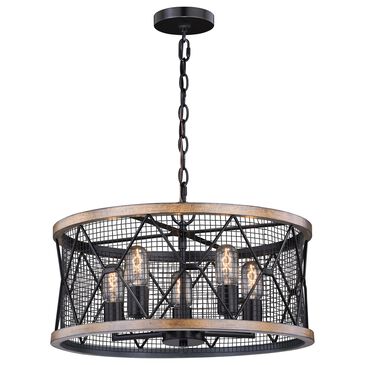 Vaxcel Bremerton 5-Light Chandelier in Black and Burnished Teak, , large