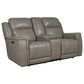 Bassett Leather Power Reclining Console Loveseat with Power Headrest and Lumbar in Light Gray, , large