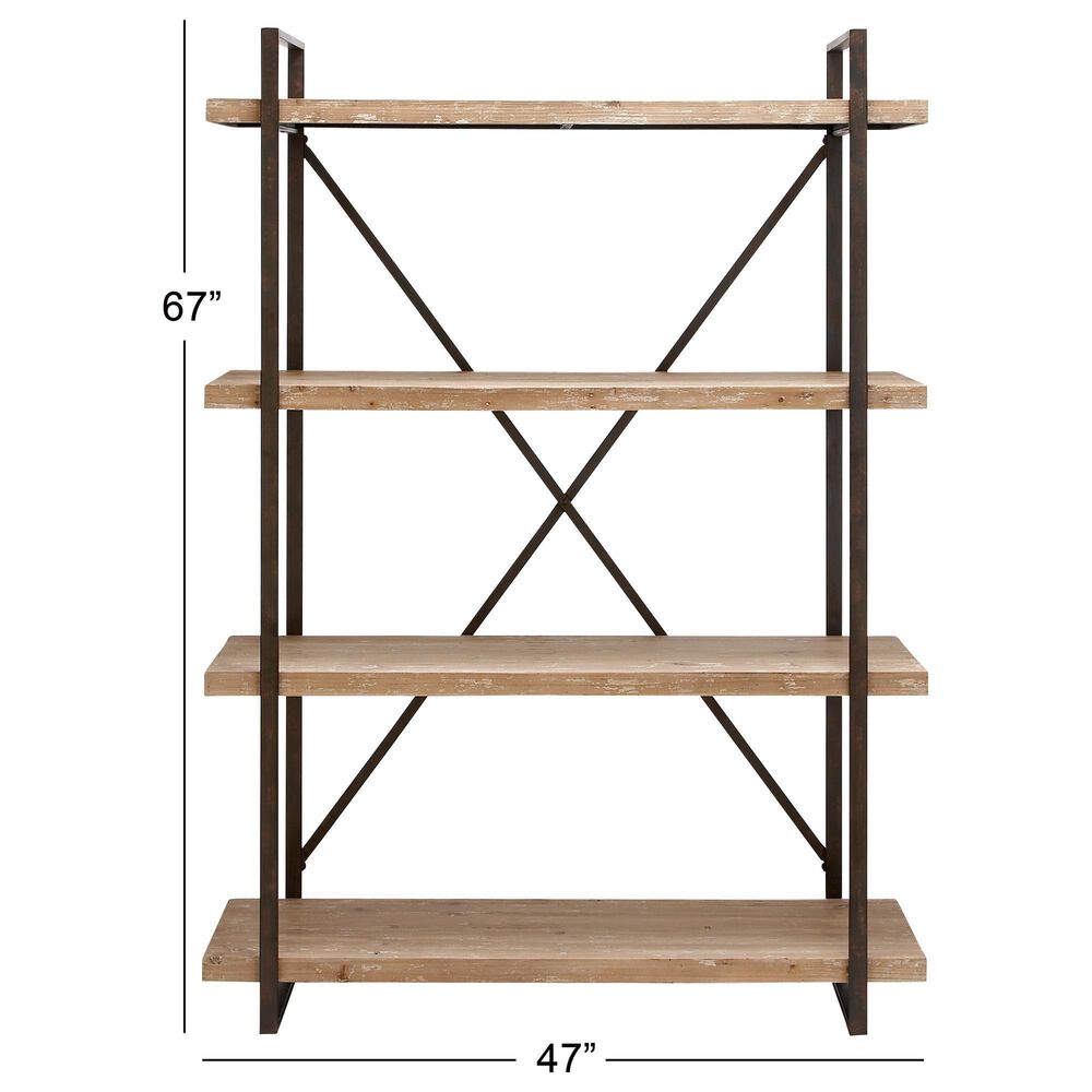 Maple and Jade 4-Shelf Industrial Shelving Unit in Rustic Distressed Brown and Black, , large