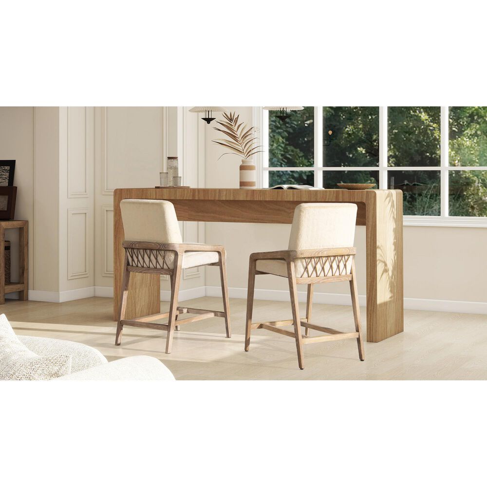 Jennifer Taylor Home Arizona 25.5" Counter Stool with Creme White Cushion in Natural Light Brown, , large