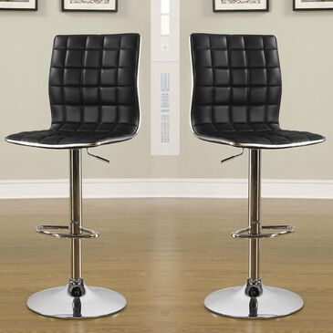 Pacific Landing Adjustable Waffle Bar Stool in Black - Set of 2, , large
