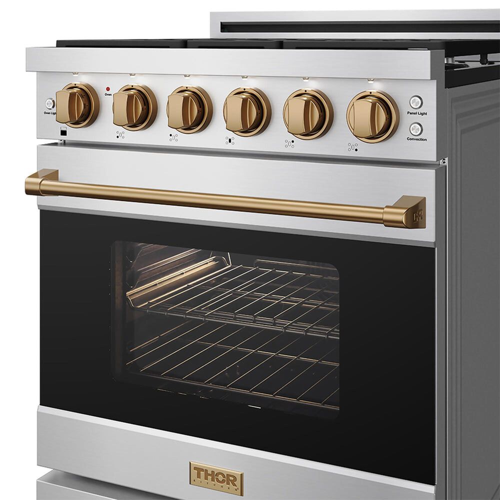Thor Kitchen Gordon Ramsay 4.6 Cu. Ft. Professional Liquid Propane Range with Bronze Handle Kit in Stainless Steel, , large