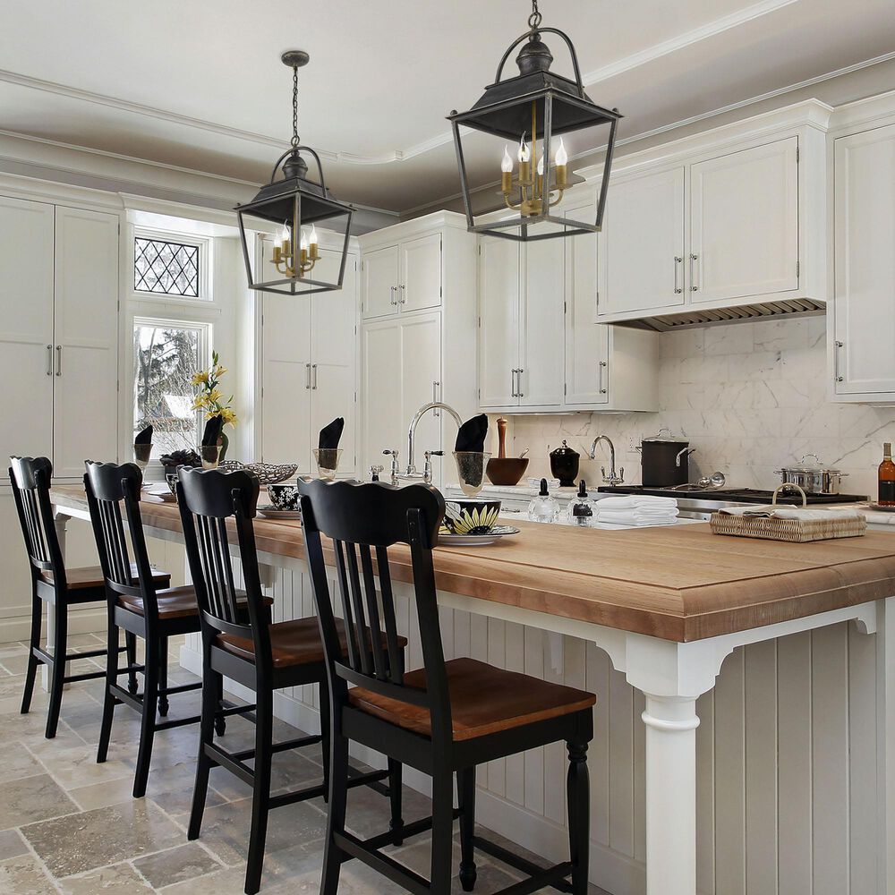 Golden Lighting Christoff 4-Light Pendant in Antique Black Iron, , large