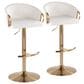 LumiSource Claire Swivel Adjustable Barstool with Cream Velvet Upholstery in Gold (Set of 2), , large