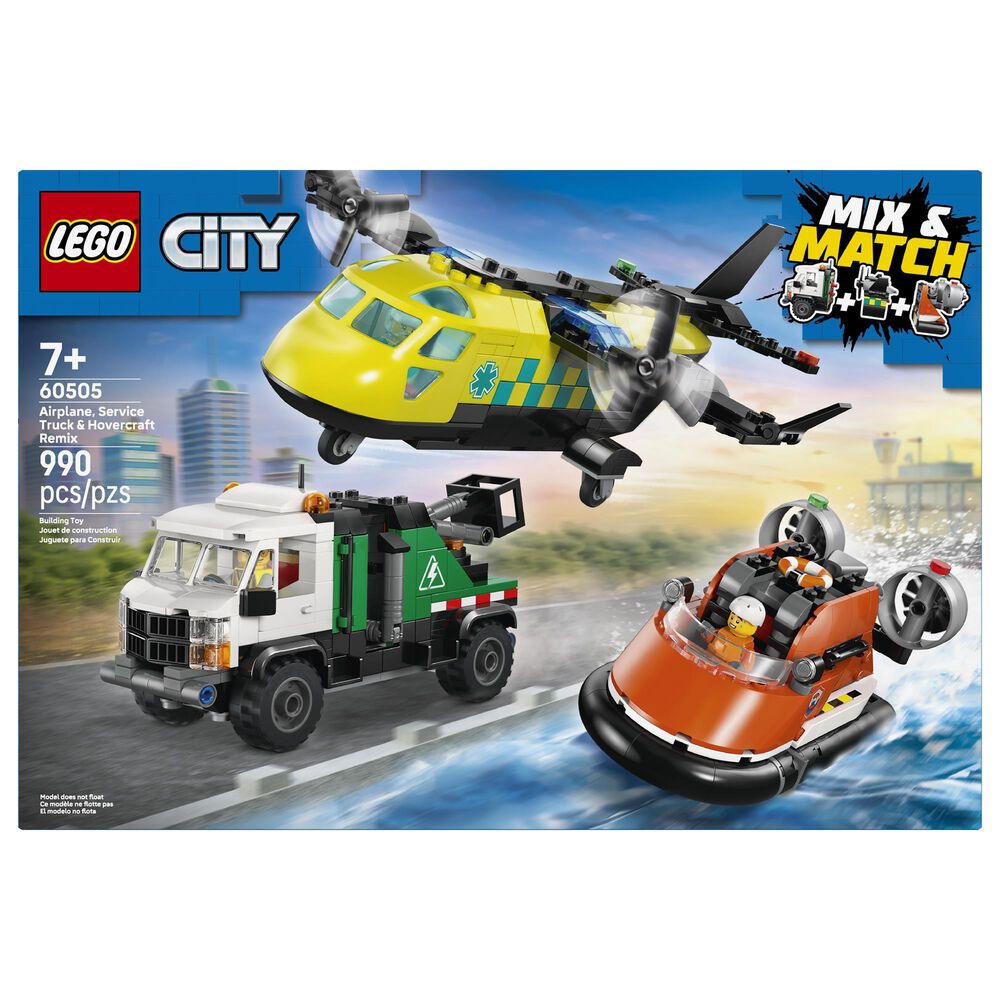 LEGO City Airplane, Service Truck and Hovercraft Remix Building Set, , large
