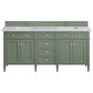 James Martin Vanities Brittany 72" Double Bathroom Vanity in Smokey Celadon with 3 cm Carrara White Marble Top and Rectangular Sinks, , large