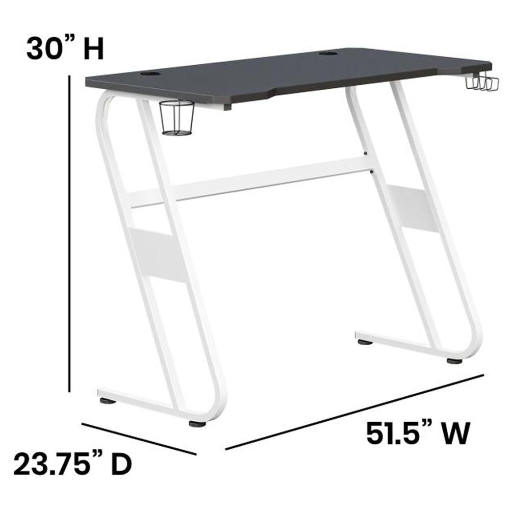 Flash Furniture Gaming Ergonomic Desk in White and Black Nebraska