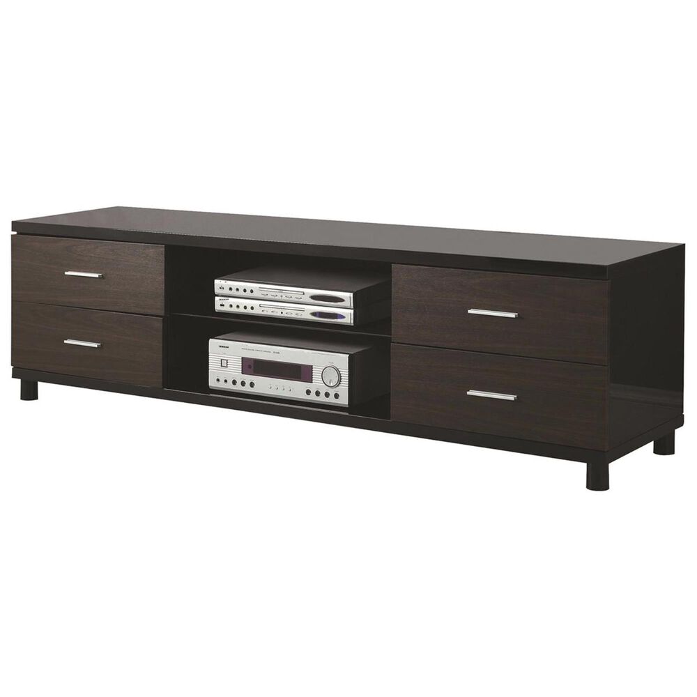 Pacific Landing 4 Drawer TV Stand with 2 Shelves in Black, , large