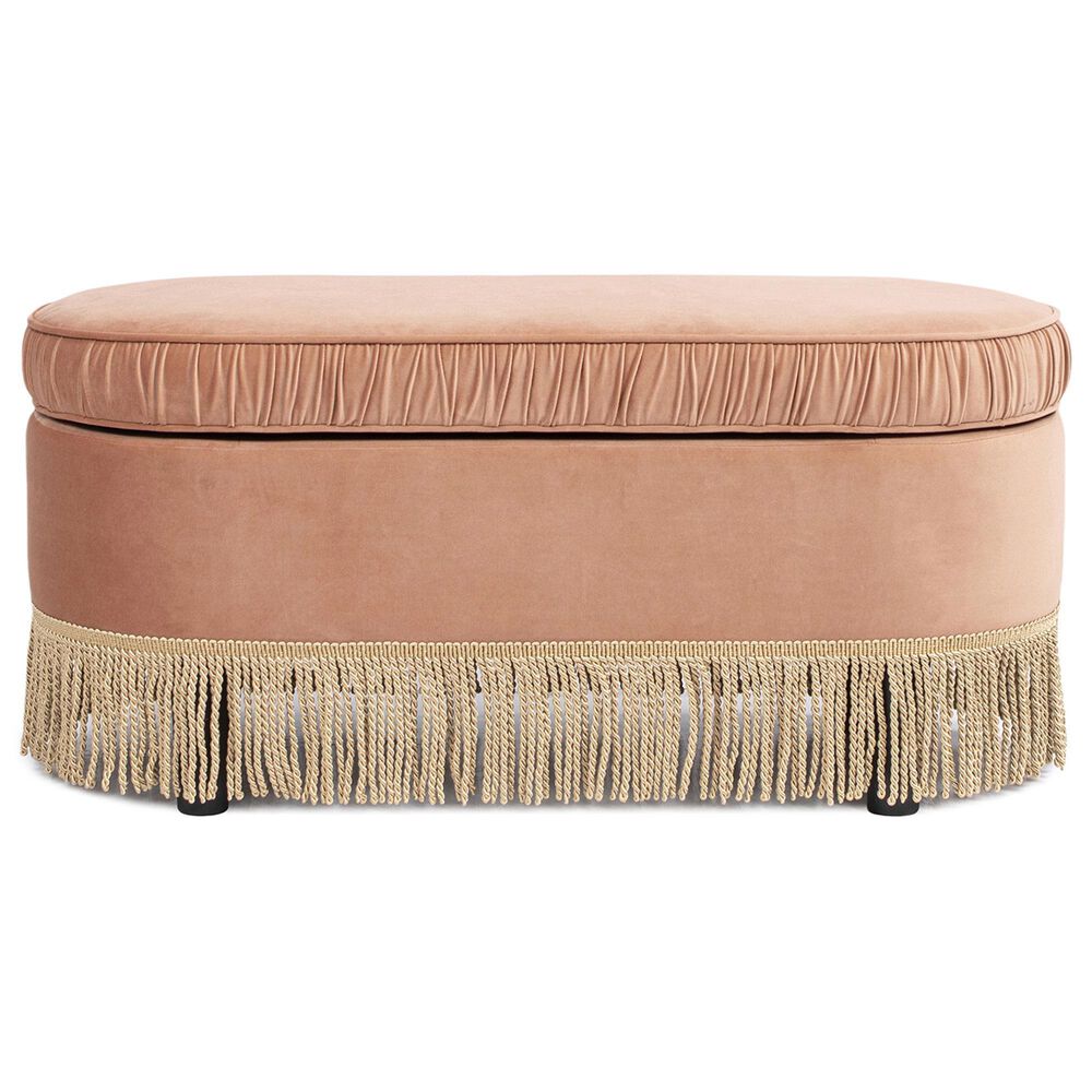 Jennifer Taylor Home Serena Storage Bench with Tufted Bullion Fringe in Peach Orange, , large