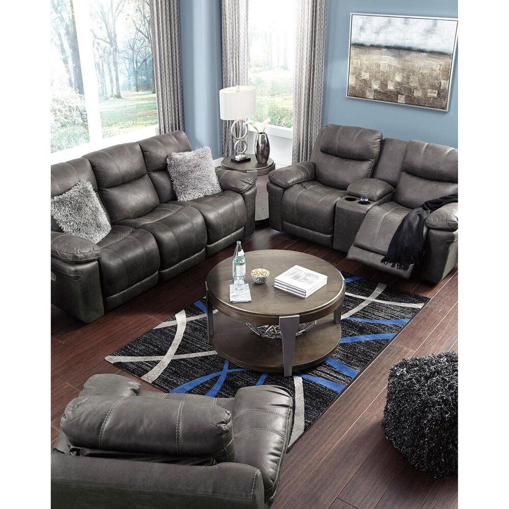 Ashley Erlangen Power Reclining Sofa with Adjustable Headrest in Midnight, , large