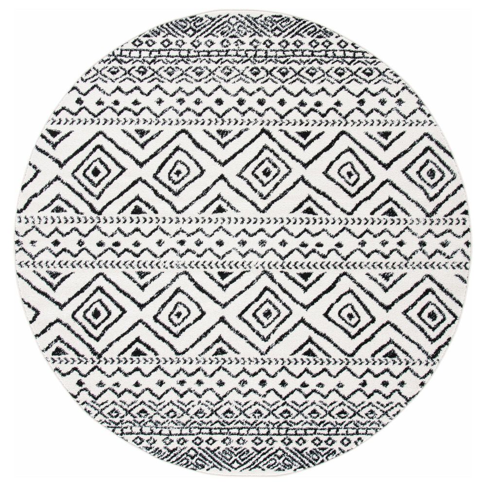 Safavieh Tulum Transitional  6"7" Round Ivory and Black Area Rug, , large
